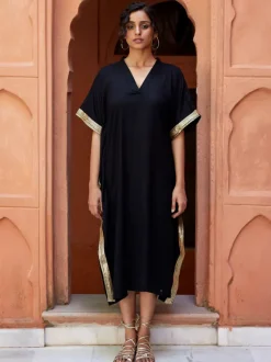 Ruhani Sequined Black Kaftan Kurta