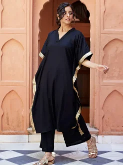 Ruhani Sequined Black Kaftan Kurta