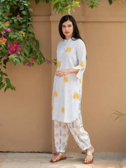 Ruhi Block Printed Cotton Mid Length Kurta