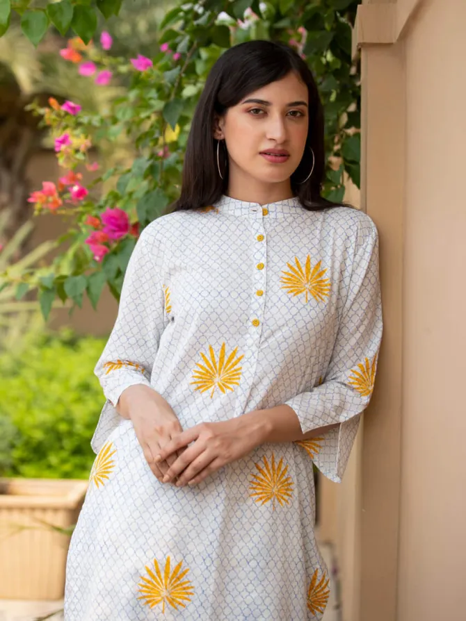 Ruhi Block Printed Cotton Mid Length Kurta