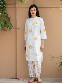 Ruhi Block Printed Cotton Mid Length Kurta