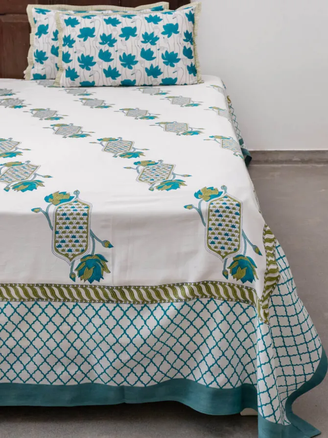 Saagar Hand Block Printed Cotton Bed Sheet