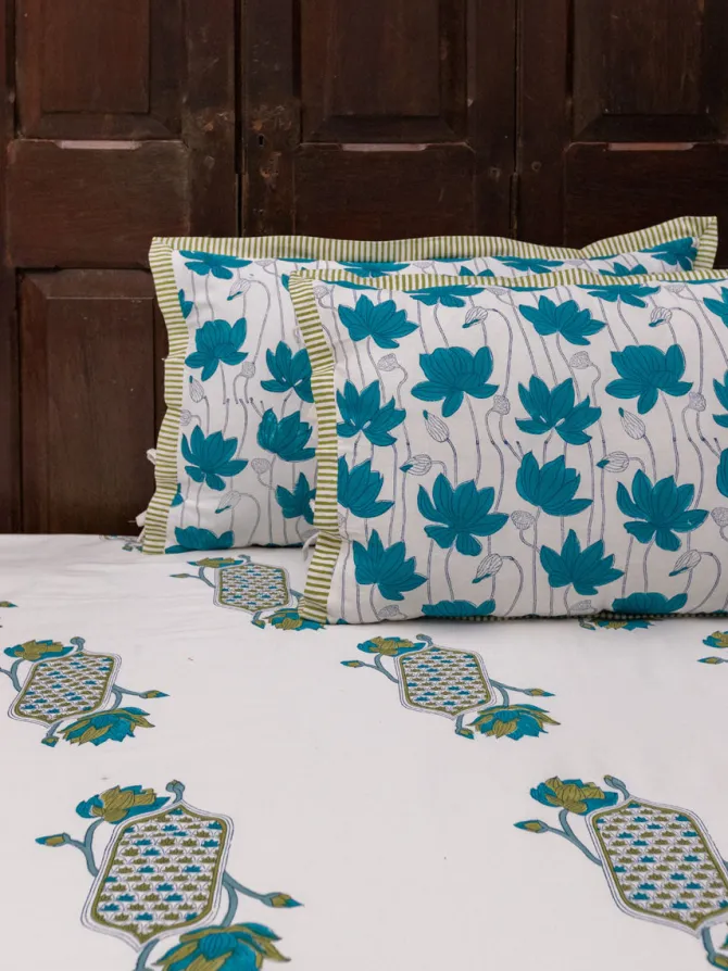 Saagar Hand Block Printed Cotton Bed Sheet