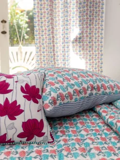 Sacred Lotus Block Printed Cotton Quilt