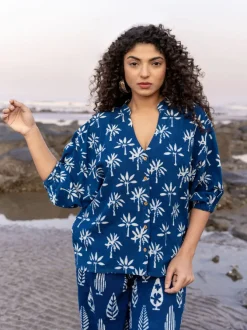 Safar Indigo Kaftan Top - Comfort Fit