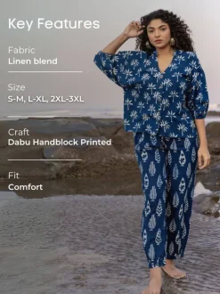 Safar Indigo Kaftan Top - Comfort Fit