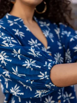 Safar Indigo Kaftan Top - Comfort Fit