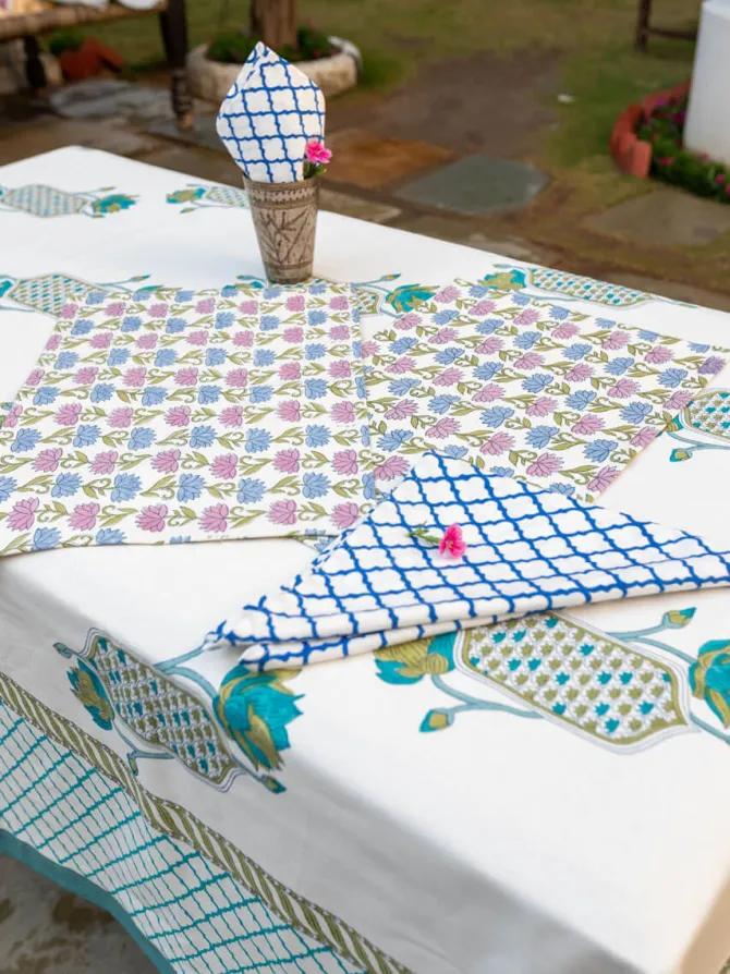 Sagar Block Printed Cotton Table Cover