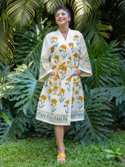 Sangeet Luxury Block Printed Cotton Bath Robe