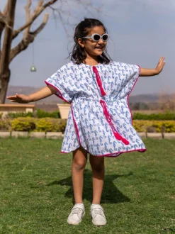 Seahorse Organic Cotton Block Printed Kaftan for Kids
