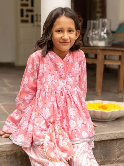 Set of 2 - Aadhya Block Printed Cotton Angrakha with Dhoti