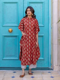 Set of 2 - Ananta Cotton Kaftan Shirt Dress and Palazzo