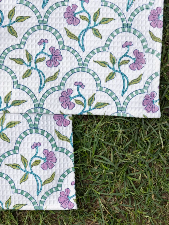 Set of 2 - Anokhi Block Printed Cotton Face Towel