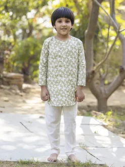 Set of 3 - Arjun Organic Cotton Long Kurta with Jacket