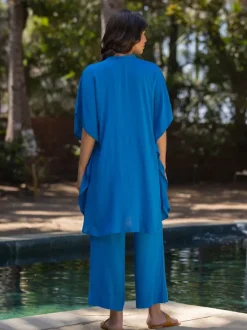 Set of 2 - Azure Kaftan Shirt Dress and Palazzo