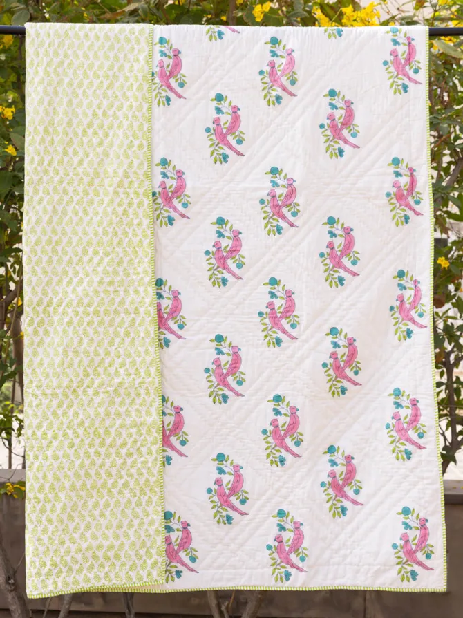 Set of 5 - Blossom Hand Block Printed Bedding Set For Kids