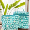 Set of 2 - Blue Star Block Printed Vanity Case and Travel Pouch