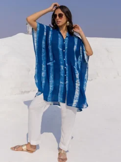 Set of 2 - Breeze Dabu Indigo Shirt Dress and Pants