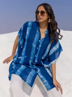 Set of 2 - Breeze Dabu Indigo Shirt Dress and Pants