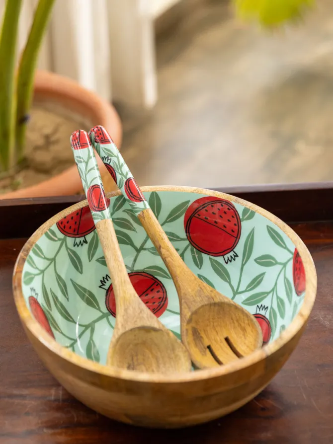 Set of 3 - Chambal Salad Bowl With Serving Spoons