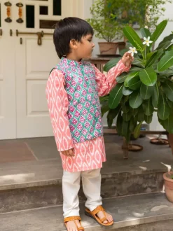 Set of 3 - Dev Organic Cotton Long Kurta with Jacket