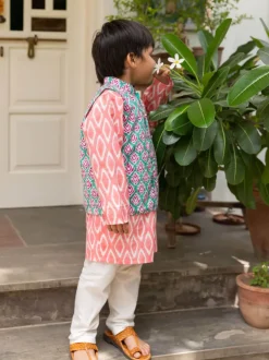 Set of 3 - Dev Organic Cotton Long Kurta with Jacket