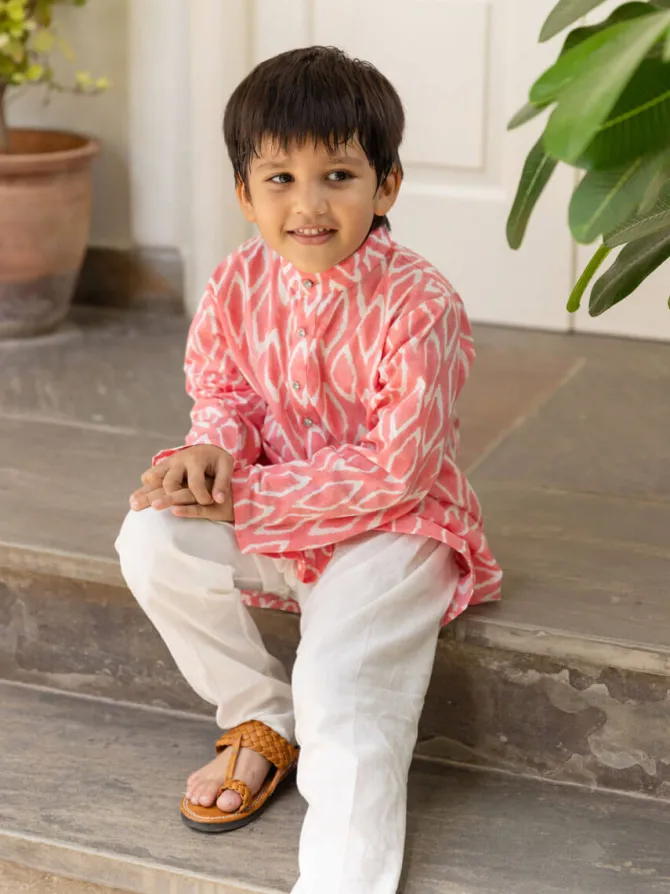 Set of 3 - Dev Organic Cotton Long Kurta with Jacket
