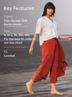 Set of 2 - Dharna Shirt Top and Wrap-Around Palazzo Pants