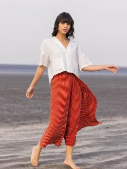 Set of 2 - Dharna Shirt Top and Wrap-Around Palazzo Pants