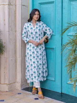 Set of 2 - Dhwani Block Printed Kurta and Lantern Pants