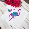 Set of 2 - Flamingo Block Printed Waffle Face Towels