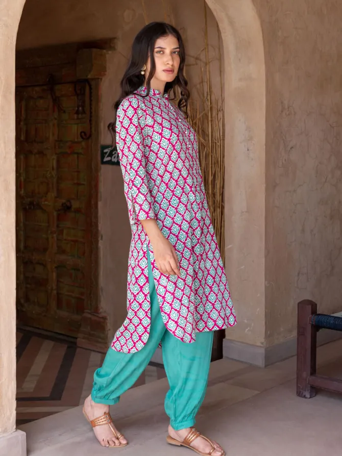 Set of 2 - Gayatri Block Printed Kurta and Lantern Pants