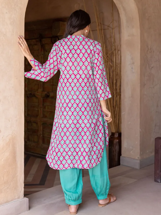 Set of 2 - Gayatri Block Printed Kurta and Lantern Pants