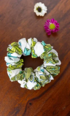 Set of 2 - Green Pine Cotton Scrunchie