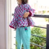 Set of 2 - Gulaabi Block Printed Cotton Angrakha Dhoti