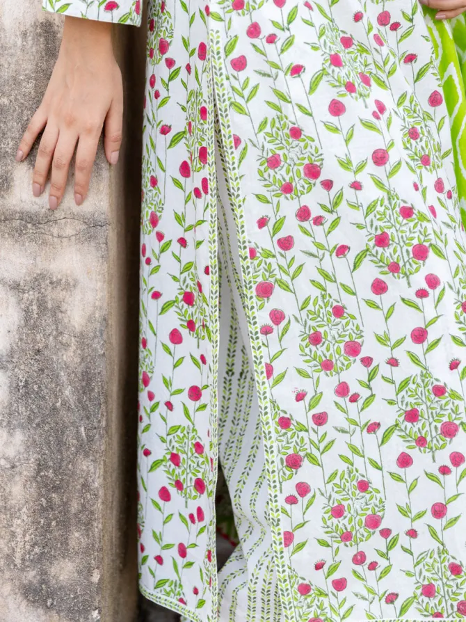 Set of 3 - Gulnaz Cotton Kurta, Palazzo and Dupatta