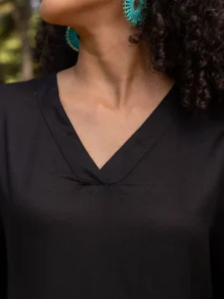Set of 2 - Hannah Black Top and Wrap-Around Pants
