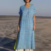 Set of 2 - Iris Blue Polka Kaftan and Palazzo Pants