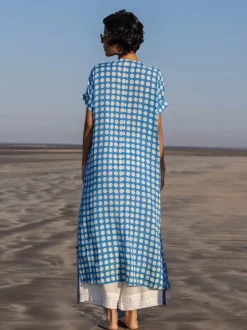 Set of 2 - Iris Blue Polka Kaftan and Palazzo Pants