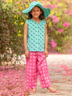 Set of 2 - Jill Organic Cotton Block Printed Top & Pants Set