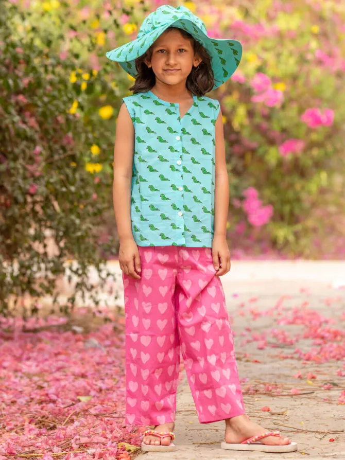 Set of 2 - Jill Organic Cotton Block Printed Top & Pants Set