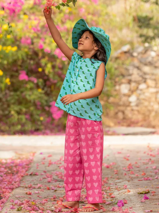 Set of 2 - Jill Organic Cotton Block Printed Top & Pants Set