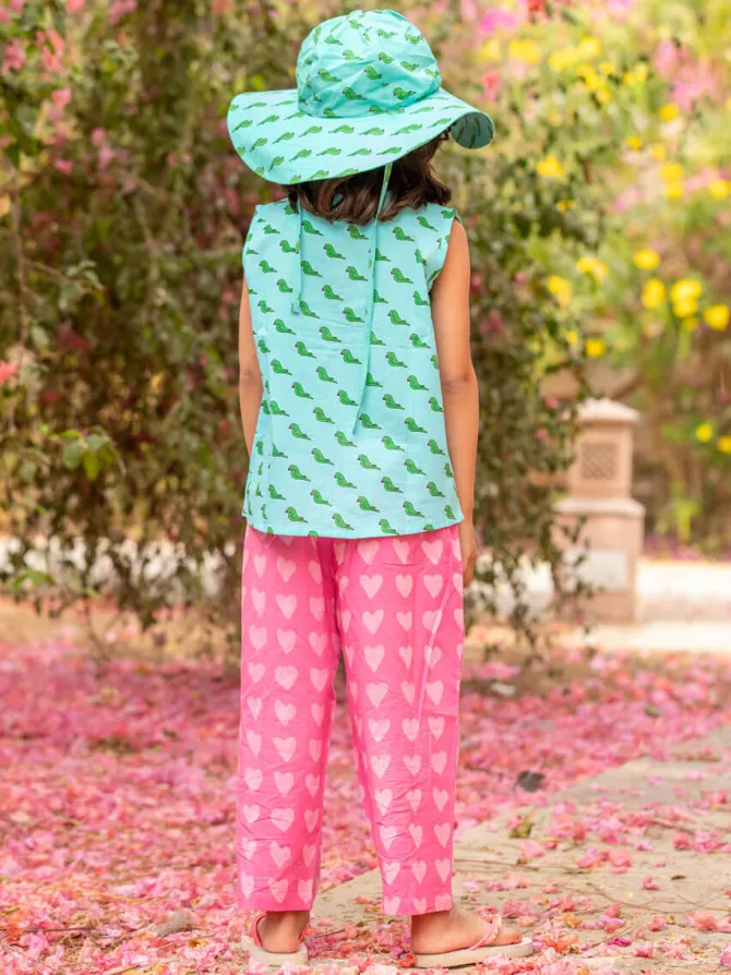 Set of 2 - Jill Organic Cotton Block Printed Top & Pants Set