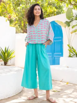 Set of 2 - Julie Poncho Top and Palazzo Pants