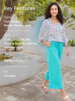 Set of 2 - Julie Poncho Top and Palazzo Pants