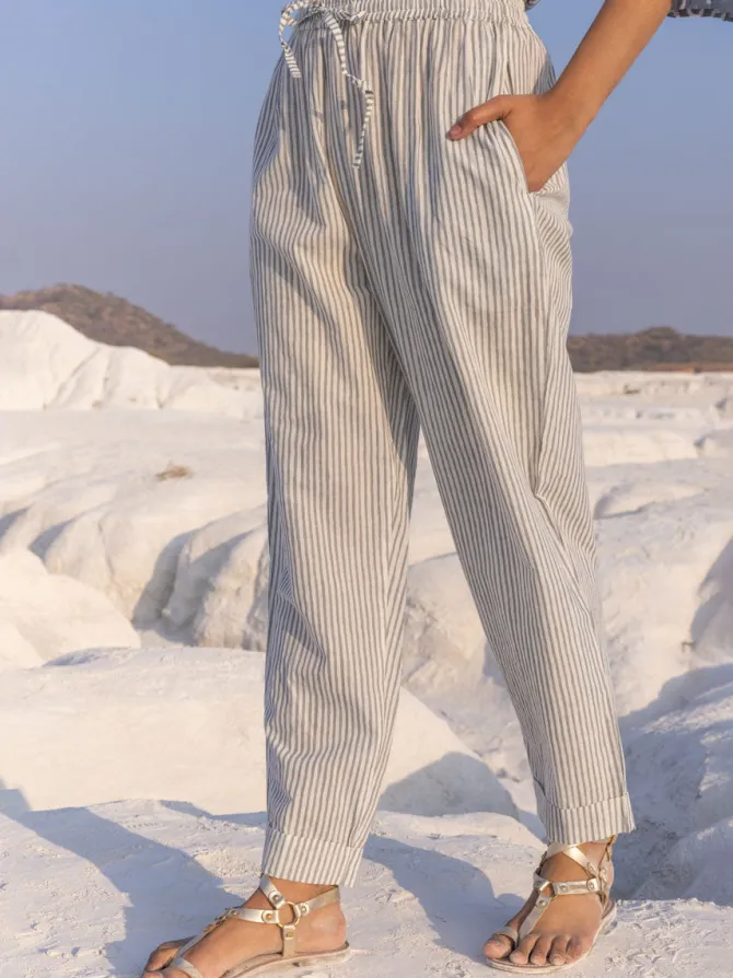Set of 2 - Kesha Grey Cotton Kurta and Pants