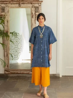 Set of 2 - Keya Indigo Cotton Tunic and Palazzo