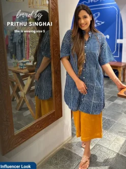 Set of 2 - Keya Indigo Cotton Tunic and Palazzo