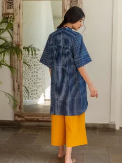 Set of 2 - Keya Indigo Cotton Tunic and Palazzo