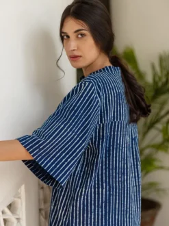 Set of 2 - Keya Indigo Cotton Tunic and Palazzo